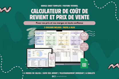 Calculateur prix de vente & coût de revient | Google Sheets