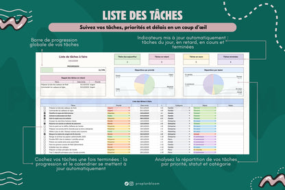 TO DO List & Calendrier mensuel | Google Sheets