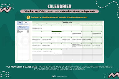 TO DO List & Calendrier mensuel | Google Sheets