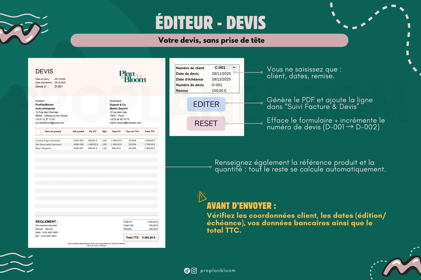 Devis & Factures automatisés PDF | Google Sheets