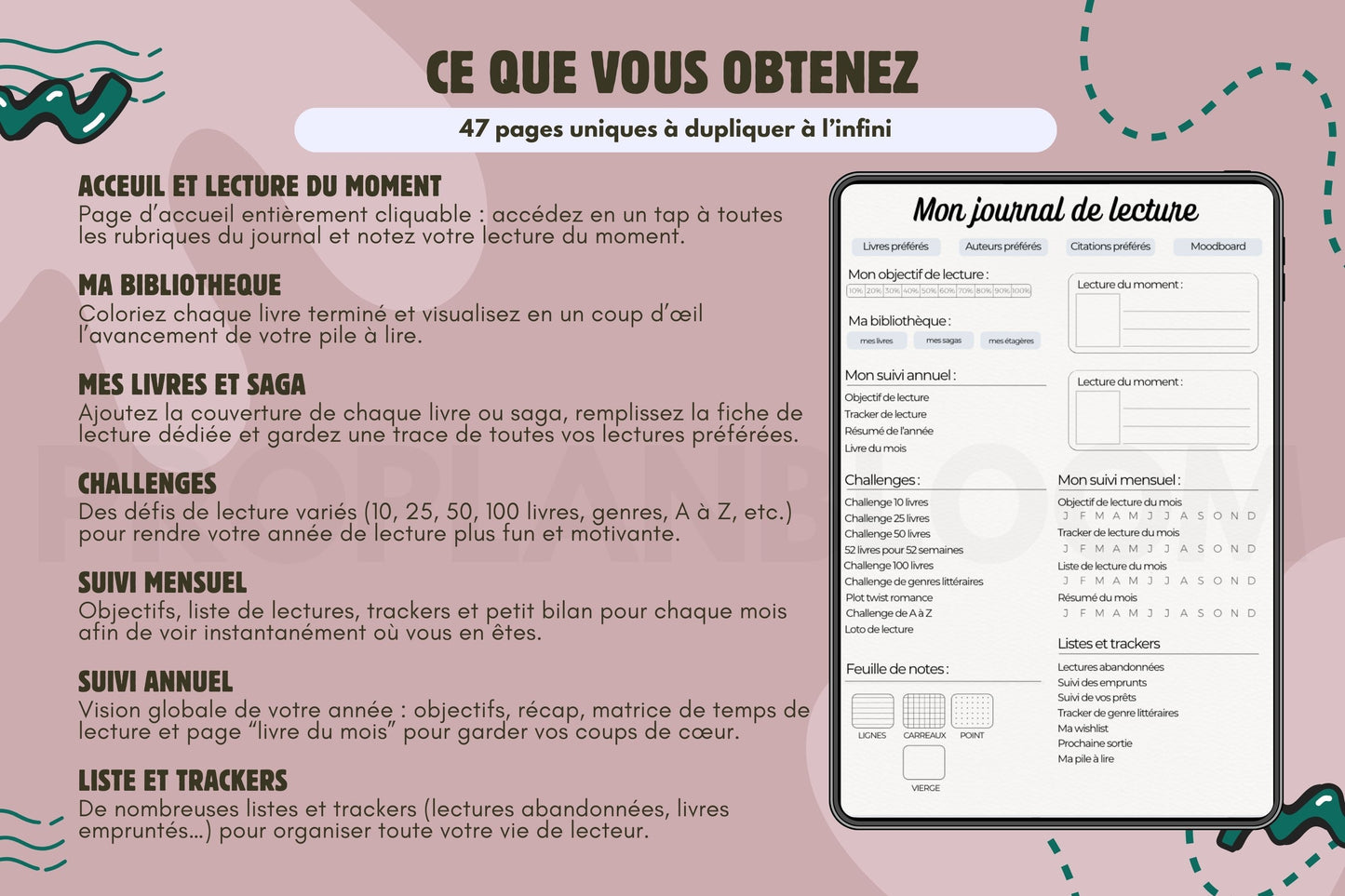 Journal de lecture numérique | GoodNotes iPad & Android