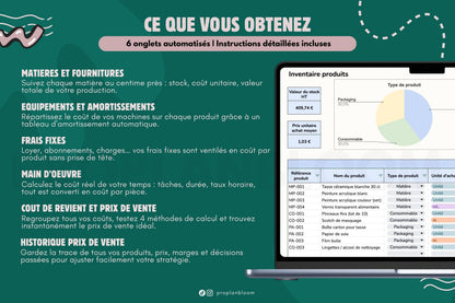 Calculateur prix de vente & coût de revient | Google Sheets