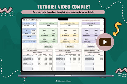 Calculateur prix de vente & coût de revient | Google Sheets